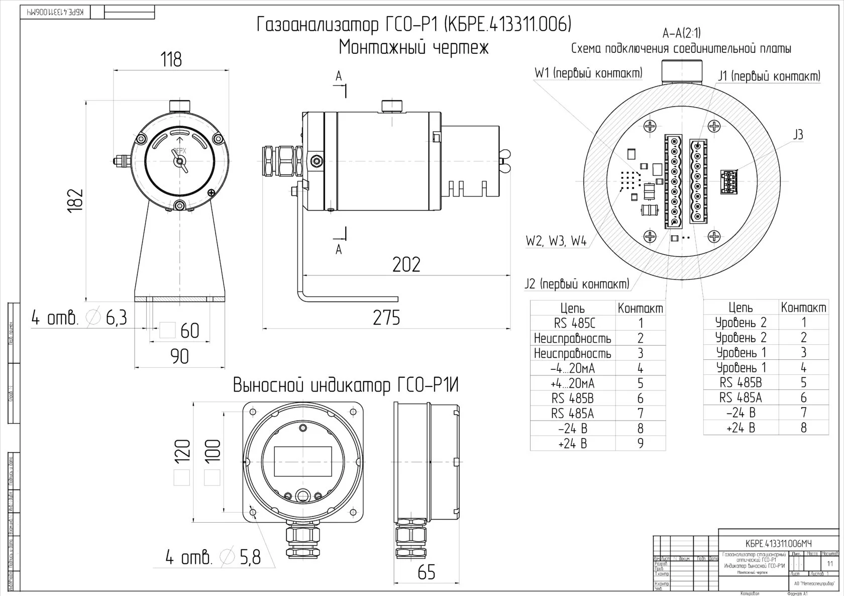 Газоанализатор стационарный оптический взрывозащищенный ГСО-Р1 с трехцветным светодиодом