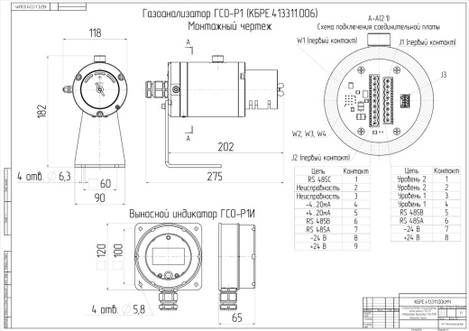 Газоанализатор стационарный оптический ГСО-Р1 с выносным индикатором ГСО-Р1И